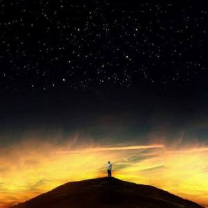 hombre ante las estrellas